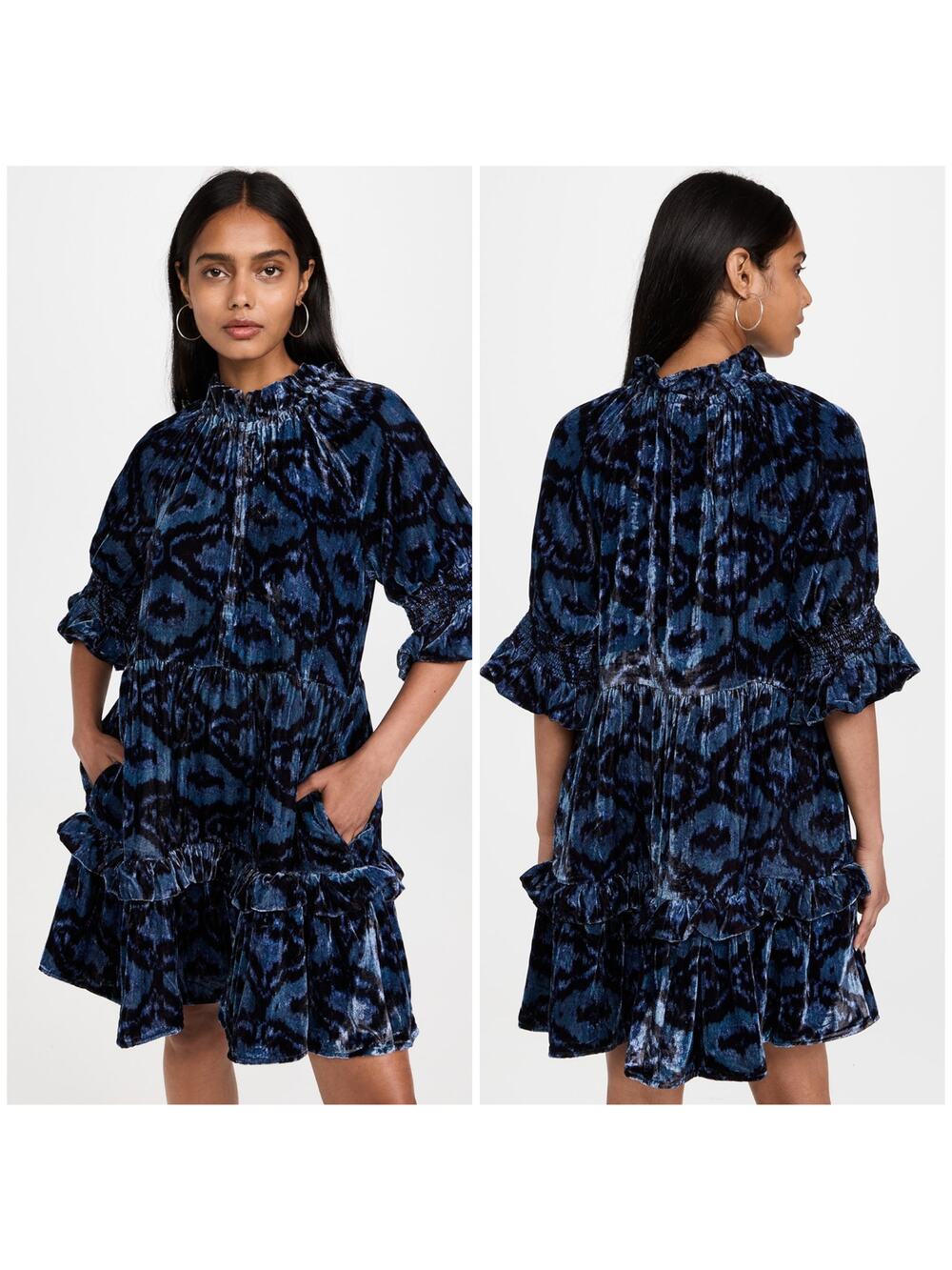 Figue Velvet Mini Dress Navy